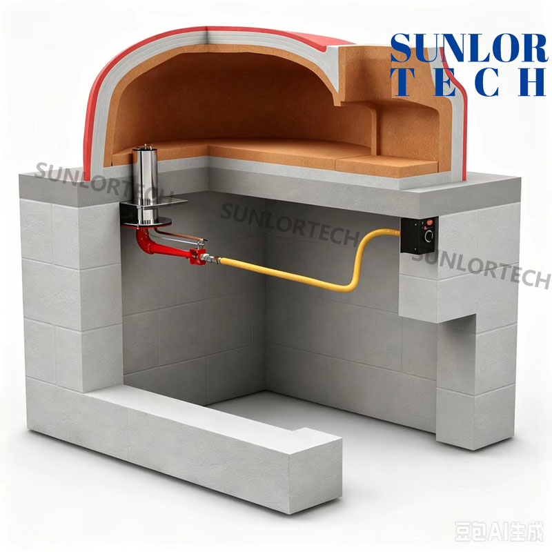 Sunlortech HXPS-1 Quemador de gas para horno de pizza: sistema de quemador multicombustible GLP/GN de bajo consumo para hornos de pizza comerciales y domésticos.