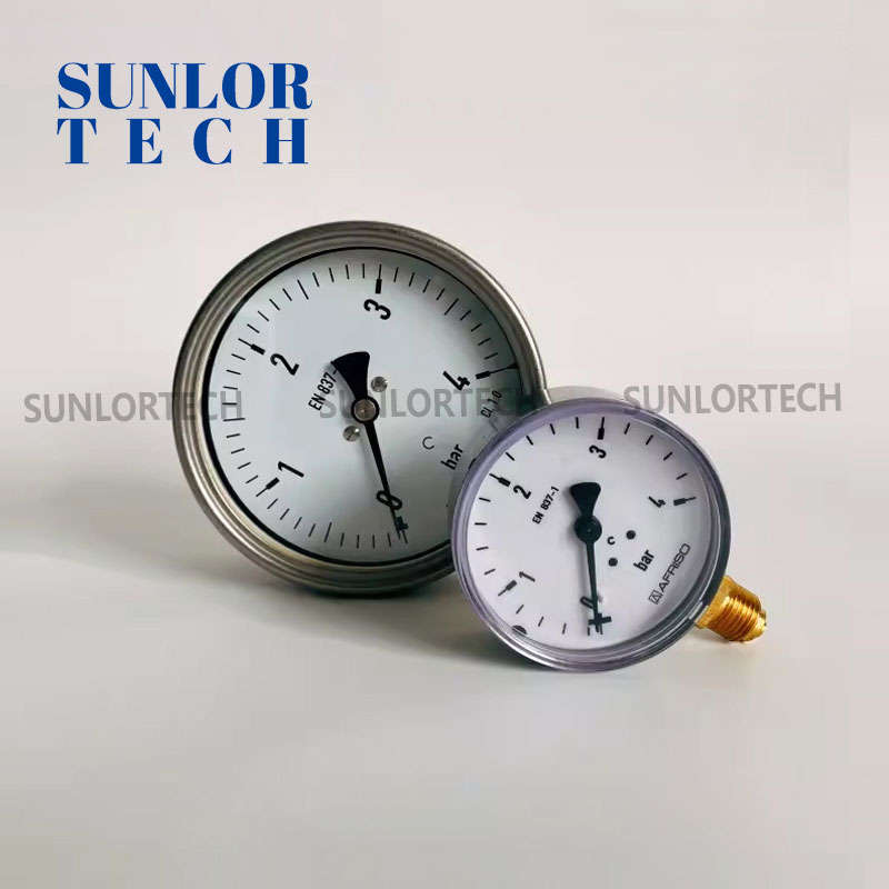 Манометр для газопроводов с нержавеющим корпусом и шкалой