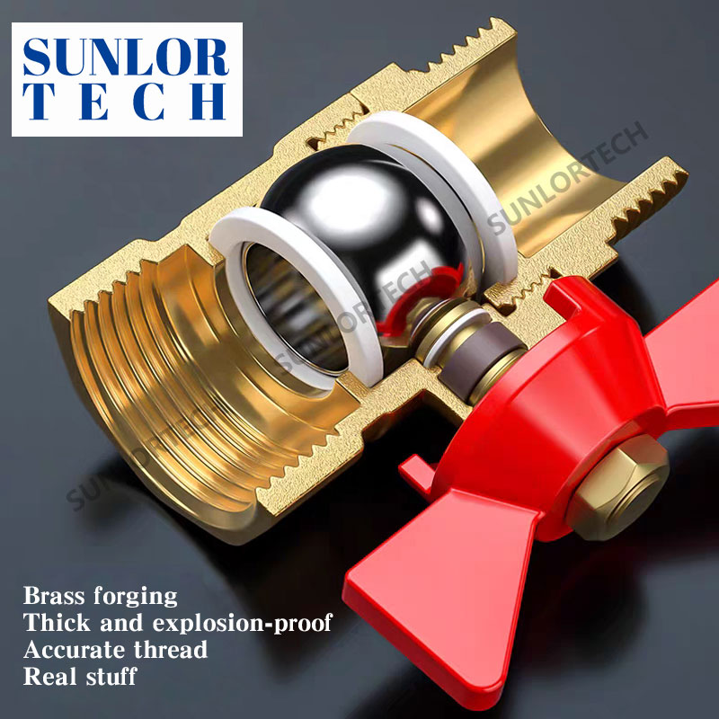 All-copper butterfly stem ball valve