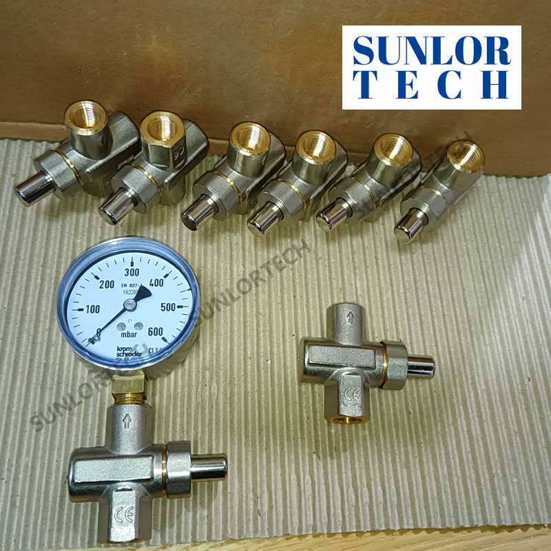 Manual pressure gauge button valve