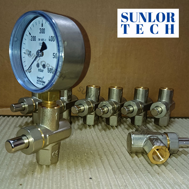 Manual pressure gauge button valve